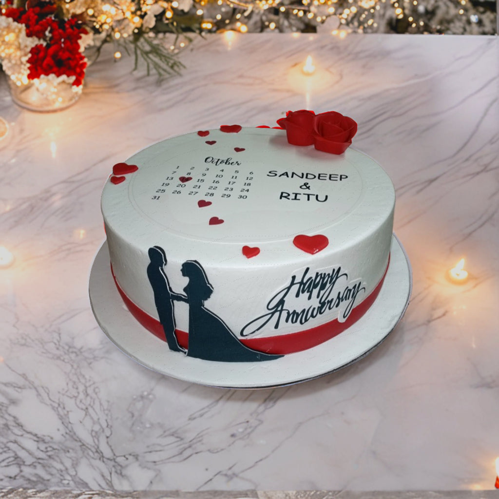 Anniversary Couple Date Cake