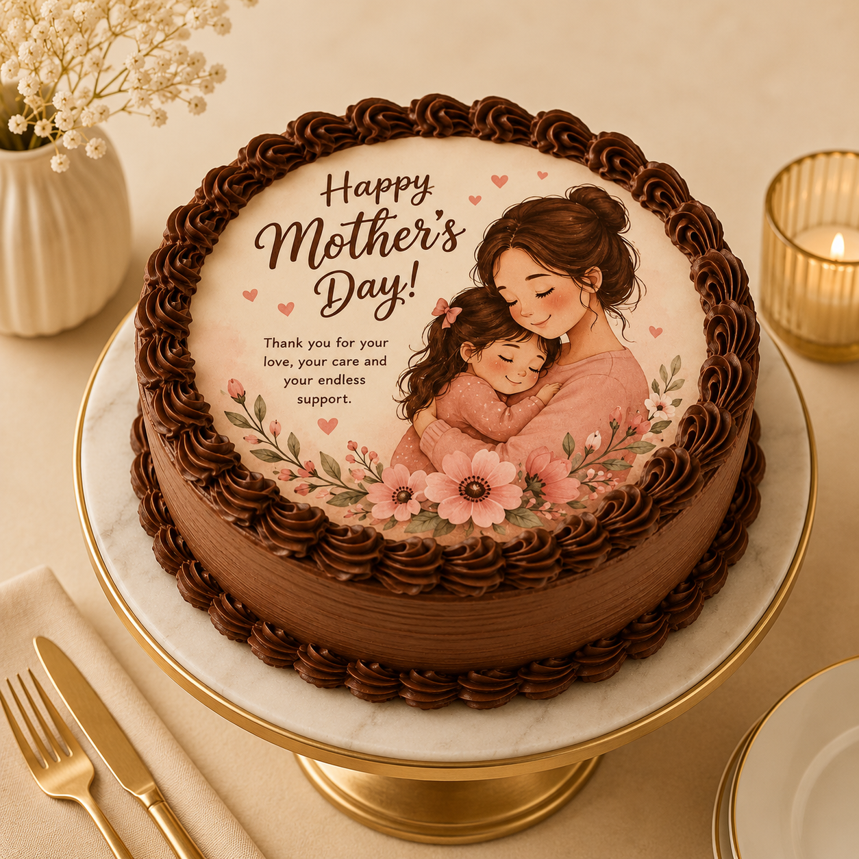 Mother's Day Choco Truffle Photo Cake 500 GM