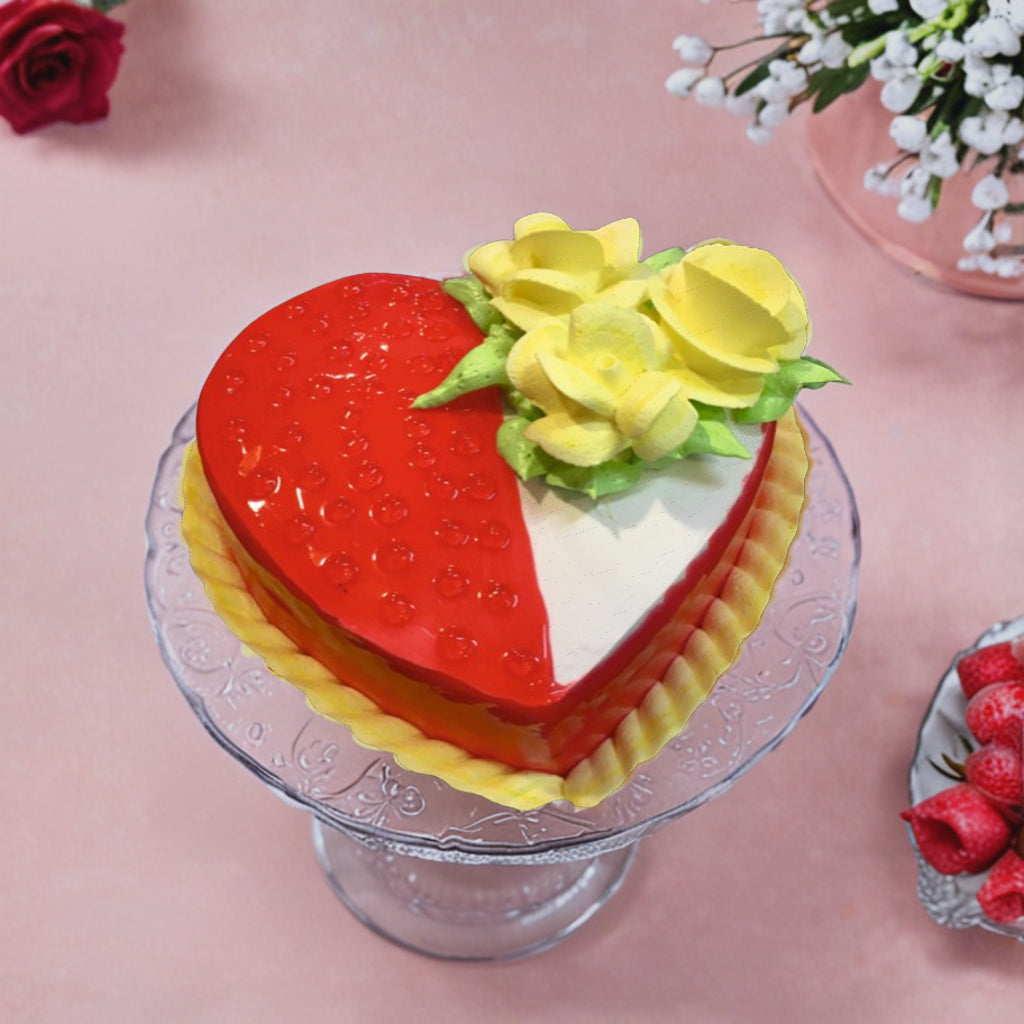 Heart Shaped Red & White Cake