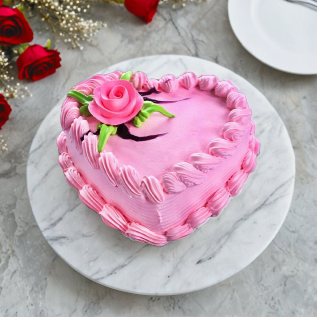 Heart Shaped Strawberry Cake