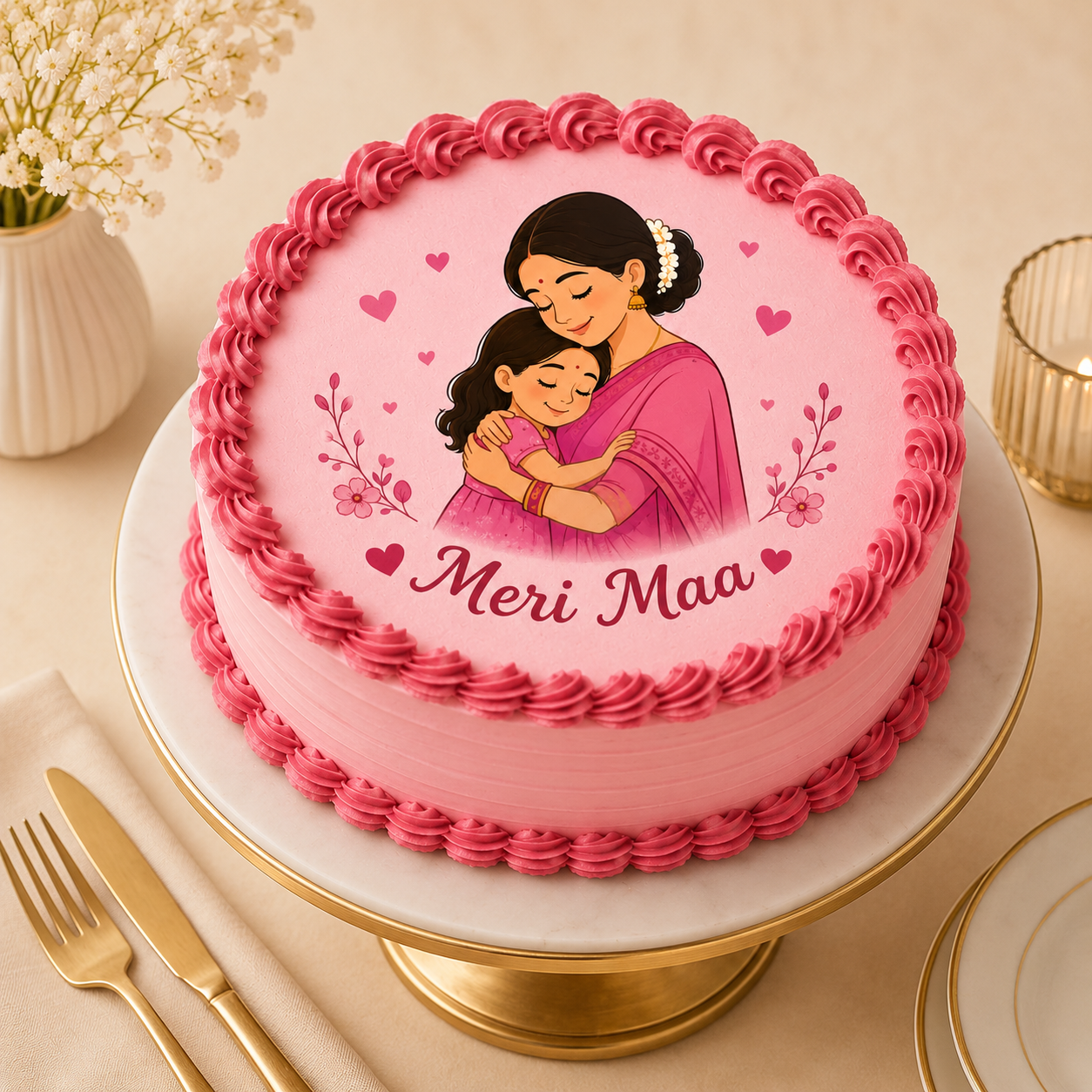 Mother's Day Pineapple Photo Cake 500 GM