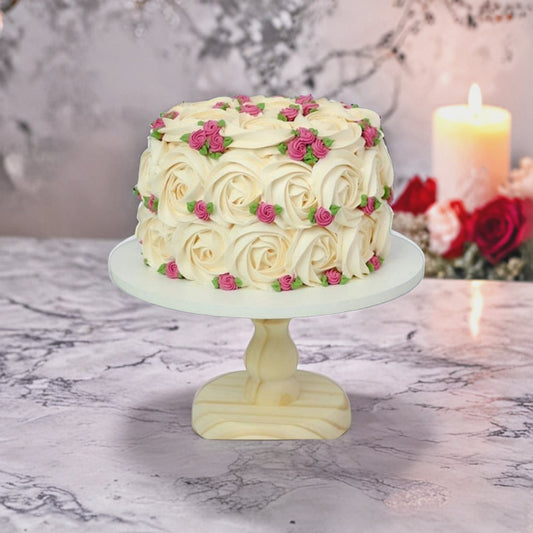 Cream Rosettes & Pink Floral Design Cake