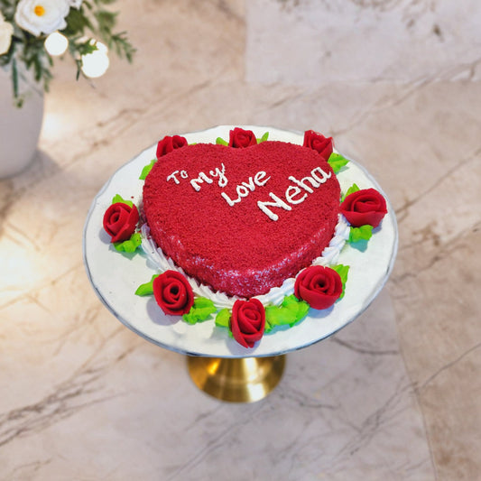 Heart & Roses Theme Cake
