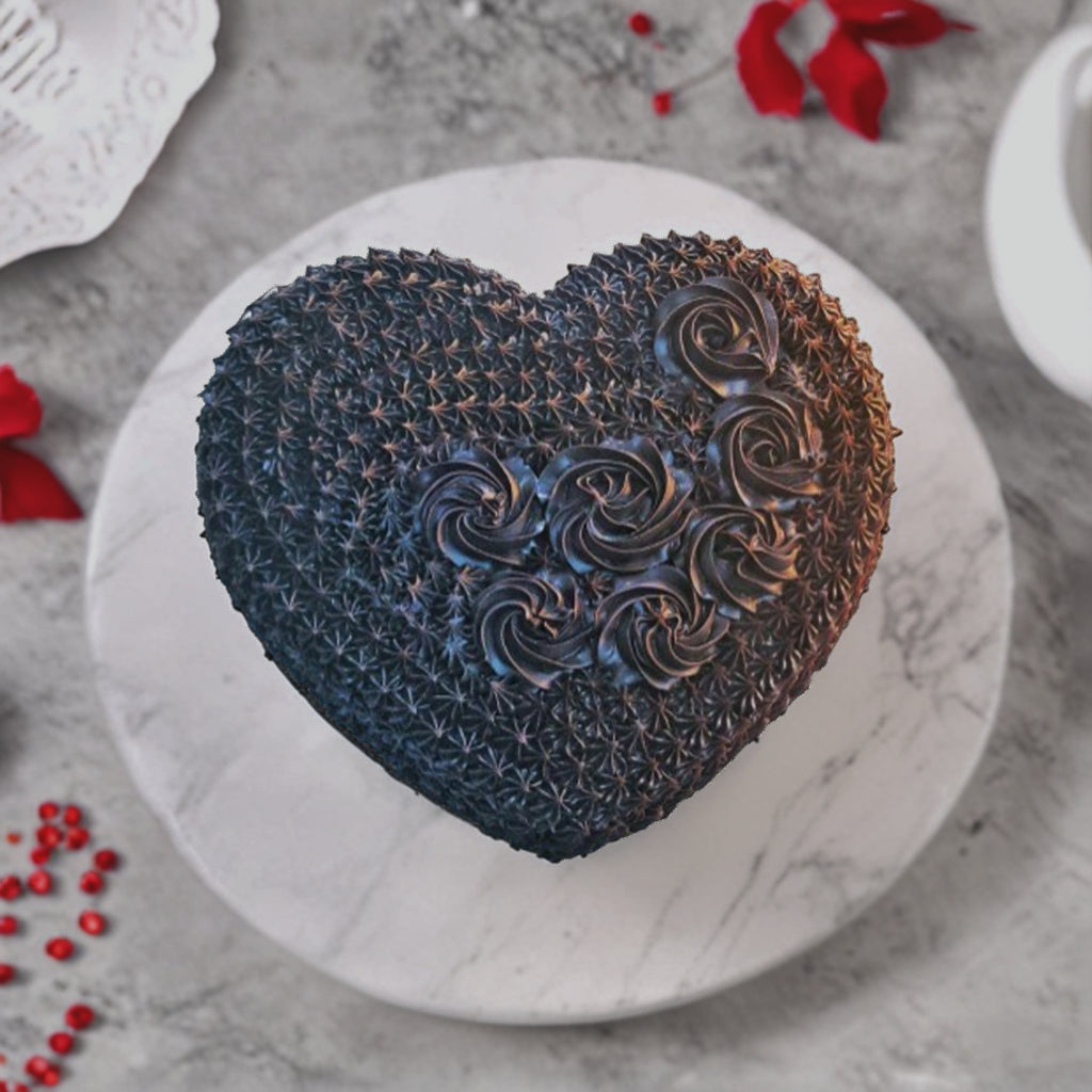 Heart Shaped Chocolate Roses Cake