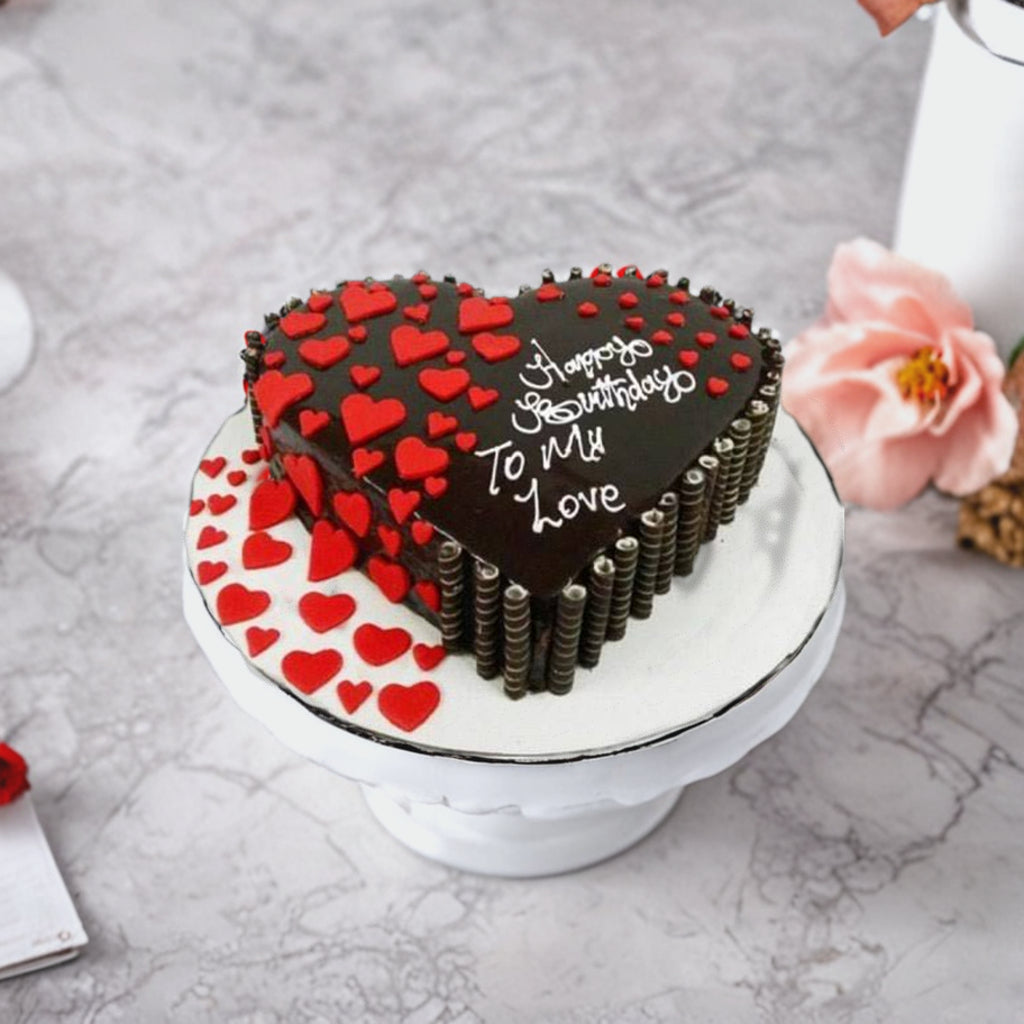 Heart Shaped Chocolate Sticks Cake