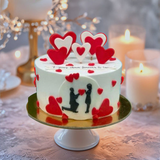 Romantic Couple Hearts Cake