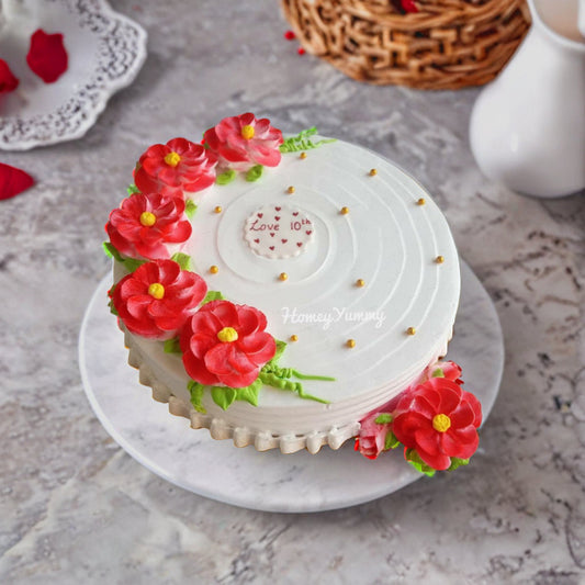 Subtle Flowers & Golden Beads Cake