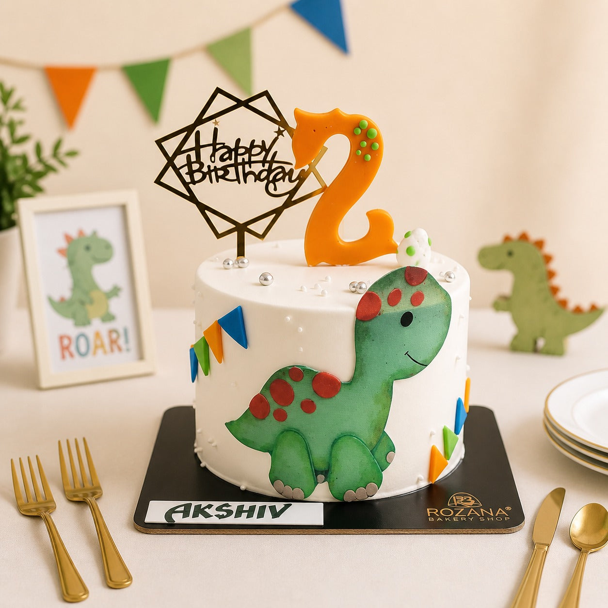 Dino Theme 2nd Birthday Cake 2 KG